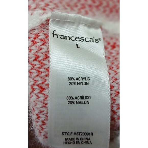 Mi Ami for Francesca’s Lip Print Cropped Sweater Women’s L White Red Fuzzy Y2K - Picture 8 of 8
